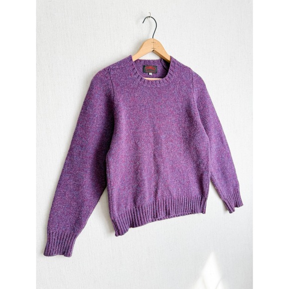 O'Connell's Vintage Purple 100% Shetland Wool Crewneck Sweater Size 38 Small - Picture 3 of 5